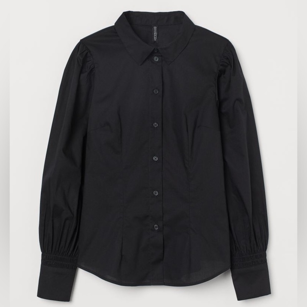 H&M Puff-sleeved Cotton Shirt Size large NWT
